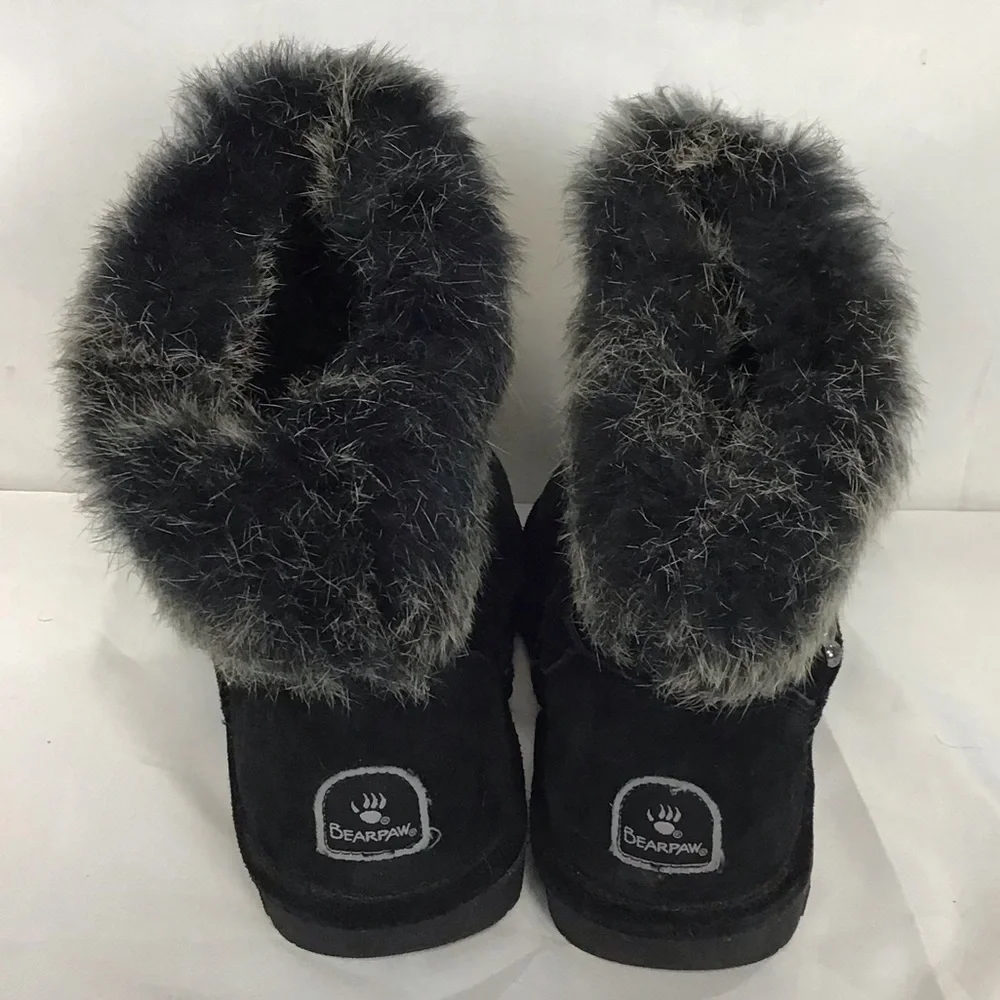Bearpaw Tigris Black Suede Faux Fur Winter Boots Women’s Size 8